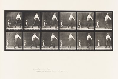 Kilpi 470. Lapsi 20N, Juoksemassa miehen perässä tekijältä Eadweard Muybridge