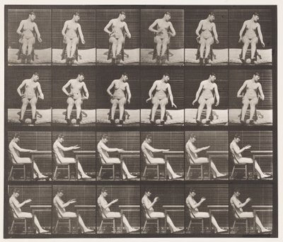 Levy 545. Keinotekoisesti aiheutetut kouristukset; A, B, istuessaan tekijältä Eadweard Muybridge
