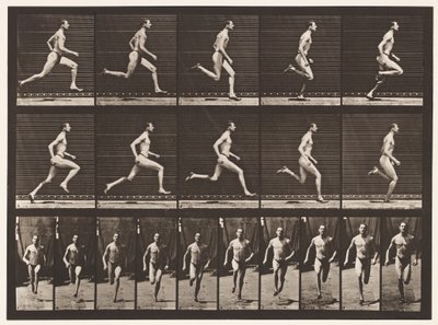 Kilpi 60. Juokseminen puolen mailin askeleella (kengät) tekijältä Eadweard Muybridge