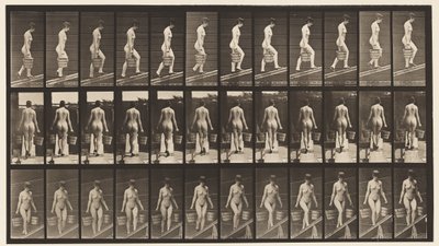 Levy 87. Nouseva kaltevuus, vesiämpäri kummassakin kädessä tekijältä Eadweard Muybridge