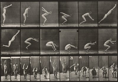 Kuvalaatta numero 163. Hyppääminen, vauhditon pituushyppy tekijältä Eadweard Muybridge
