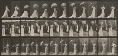 Taulu numero 461. Päivänvarjon avaaminen ja ympäri kääntyminen tekijältä Eadweard Muybridge