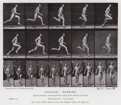 Ihmishahmo liikkeessä: urheilija, juoksu (m/v kuva) tekijältä Eadweard Muybridge