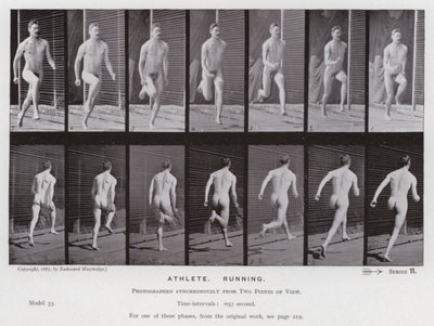 Ihmishahmo liikkeessä: urheilija, juoksu (m/v kuva) tekijältä Eadweard Muybridge