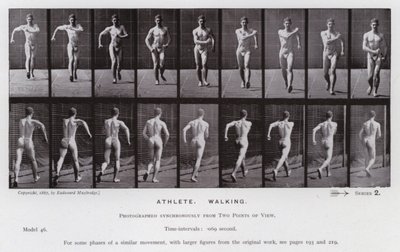 Ihmishahmo liikkeessä: urheilija, kävelevä (m/w kuva) tekijältä Eadweard Muybridge
