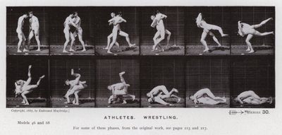 Ihmishahmo liikkeessä: urheilijat, paini (m/v kuva) tekijältä Eadweard Muybridge