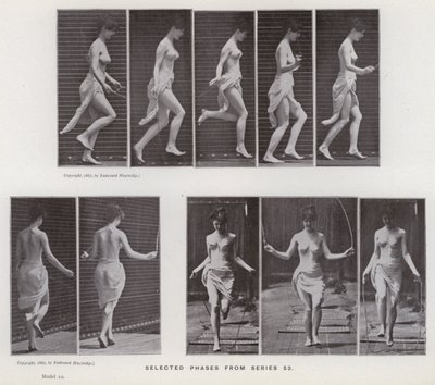 Ihmishahmo liikkeessä: Valitut vaiheet sarjasta 53 (m/v kuva) tekijältä Eadweard Muybridge