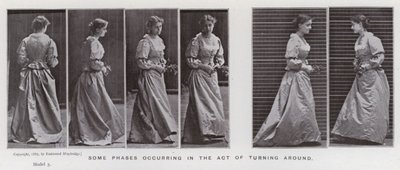 Ihmishahmo liikkeessä: Jotkut kääntymisen vaiheet (m/w kuva) tekijältä Eadweard Muybridge