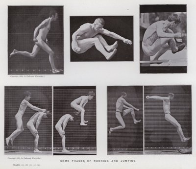 Ihmishahmo liikkeessä: Jotkut juoksun ja hyppäämisen vaiheet (m/w kuva) tekijältä Eadweard Muybridge