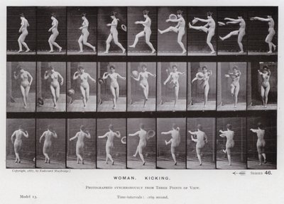 Ihmishahmo liikkeessä: Nainen, potkiminen tekijältä Eadweard Muybridge