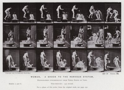 Ihmishahmo liikkeessä: Nainen, shokki hermostolle (m/w kuva) tekijältä Eadweard Muybridge