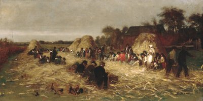 Maissin kuoriminen Nantucketissa, n. 1875. tekijältä Eastman Johnson