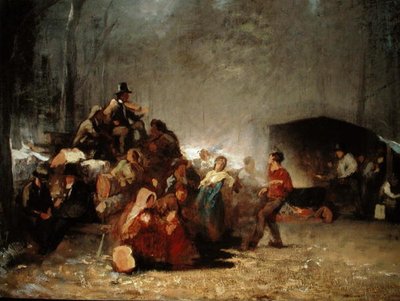 Juhla vaahterasokerileirillä, n. 1861-66 (öljy kankaalle) tekijältä Eastman Johnson