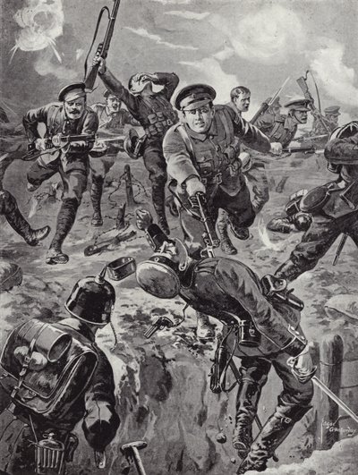 Alikersantti Joseph Davies ja kahdeksan miestä reititti bajoneteilla ryhmä saksalaisia, jotka olivat aiemmin piirittäneet heidät, Delville Wood, Ranska, 20. heinäkuuta 1916 tekijältä Edgar Alfred Holloway