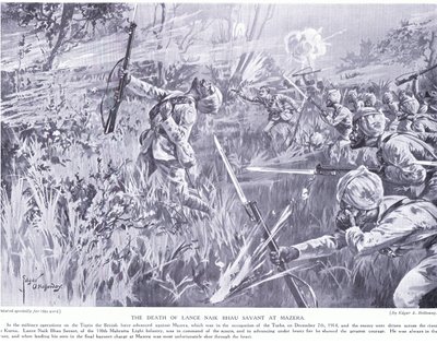 Lance Nak Bhau Savantin kuolema Mazerassa Tigrisissä joulukuussa 1914. tekijältä Edgar Alfred Holloway