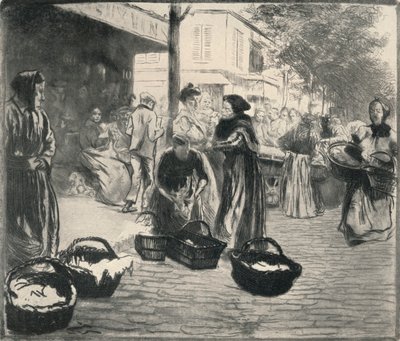 "Open air market, Avenue de Clichy", 1915 tekijältä Edgar Chahine
