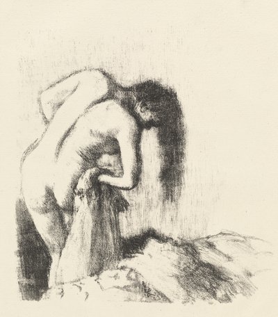 Kylvyn jälkeen Poistuminen kylvystä Pieni lautanen, n. 1891. tekijältä Edgar Degas