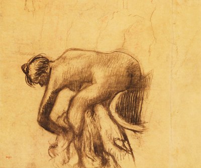 Kylvyn jälkeen nainen kuivaamassa itseään, 1890-luku tekijältä Edgar Degas