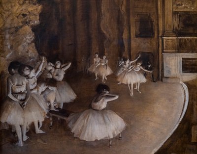 Balettitoisto lavalla. 1874. Öljy kankaalle. tekijältä Edgar Degas