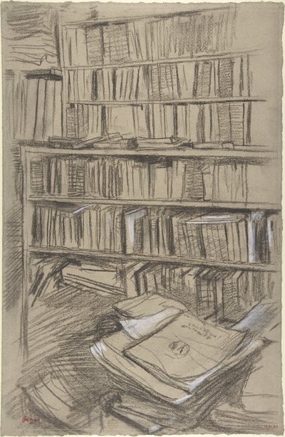 Kirjahyllyt, tutkielma teosta "Edmond Duranty" varten tekijältä Edgar Degas