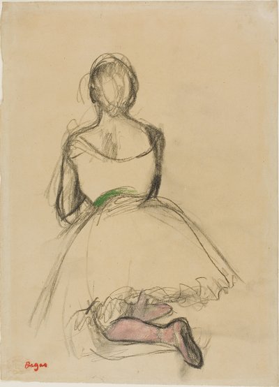 Polvistuva tanssija takaapäin katsottuna tekijältä Edgar Degas
