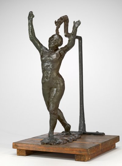 Tanssija liikkuu eteenpäin, kädet kohotettuina, c. 18851890. tekijältä Edgar Degas
