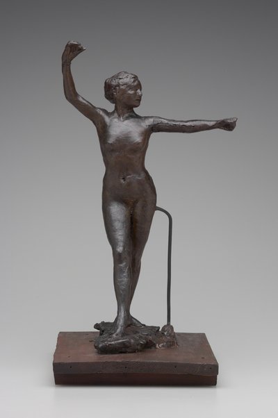 Tanssija valmis tanssimaan oikea jalka edellä, 1882-95 (vaha ja sekatekniikka) tekijältä Edgar Degas
