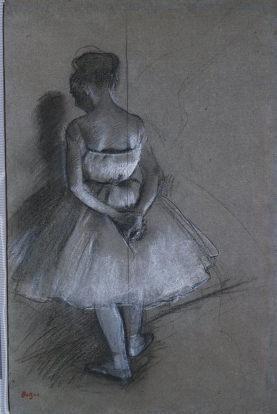 Tanssija seisoo kädet ristissä selkänsä takana, 1874 tekijältä Edgar Degas