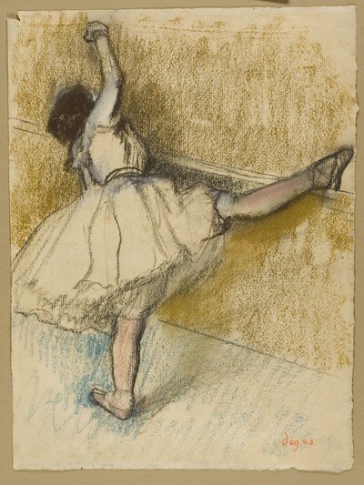 Tanssija venyttelee baarissa tekijältä Edgar Degas