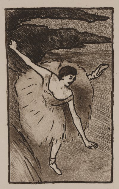 Tanssija lavalla, ottaa jousensa tekijältä Edgar Degas