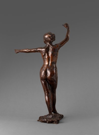 Tanssija valmis tanssimaan, oikea jalka eteenpäin, Valmistautuminen tanssiin, oikea jalka eteenpäin, 1895-1901 tekijältä Edgar Degas