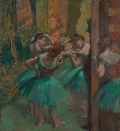 Tanssijat, vaaleanpunainen ja vihreä, n. 1890. tekijältä Edgar Degas