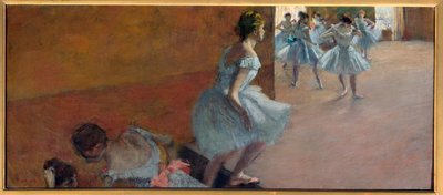 Tanssijat kiipeämässä portaita Edgar Degasin maalaus (1834-1917) tekijältä Edgar Degas