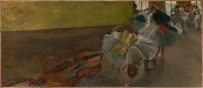 Tanssijat harjoitussalissa kontrabasson kanssa, n. 1882–1885 (öljy kankaalle) tekijältä Edgar Degas