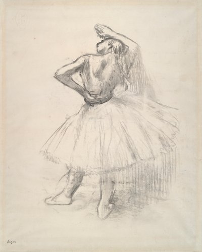 Tanssija seisomassa, oikea käsi ylhäällä? (Seisova tanssija, oikea käsi koholla) tekijältä Edgar Degas
