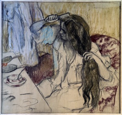 Naisella on wc. Edgar Degasin (1834-1917) piirustus tekijältä Edgar Degas