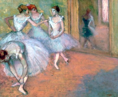 Neljä tanssijaa aulassa, 1800-luvun loppu - 1900-luvun alku tekijältä Edgar Degas