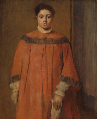 Tyttö punaisessa, c. 1866. tekijältä Edgar Degas