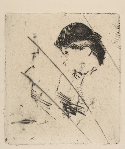 Nuoren naisen pää ja hartiat profiilissa I, n. 1879. tekijältä Edgar Degas