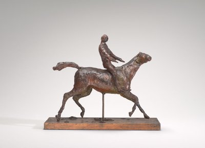 Hevonen laukkaa, kääntää päätä oikealle, jalat eivät kosketa maata, 1870-luvun puoliväli. tekijältä Edgar Degas