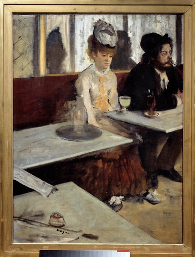 Kahvilassa lukee myös "" Absintti"" Edgar Degasin (1834-1917) maalaus 1875-1876 su. 92x68 m. Pariisi, Musee d