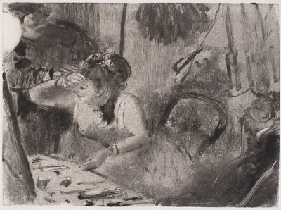Intimiteetti, c. 1877-80 (monotyyppi musta) tekijältä Edgar Degas
