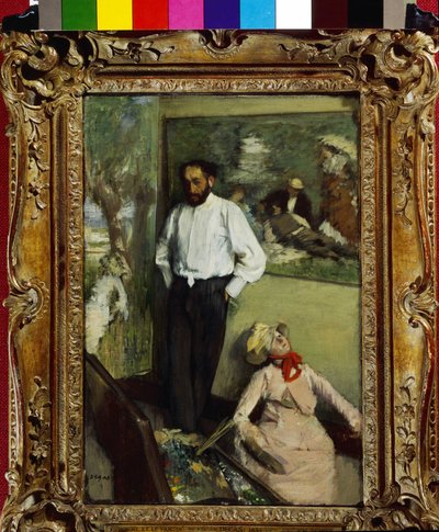 Mies ja Pantin tai Henri Michel Levyn muotokuva ateljeessaan 1879. Edgar Degasin (1834-1917) maalaus. Musee Calouste Gulbenkian, Lissabon, Portugali. tekijältä Edgar Degas