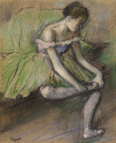 Vihreä hame, n. 1896 (pastelli paperille) tekijältä Edgar Degas