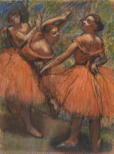 Punaiset hameet, n. 1807-1901 (pastelli paperille) tekijältä Edgar Degas