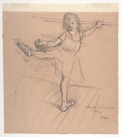 Pikkutyttö harjoittelee baarissa tekijältä Edgar Degas