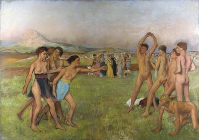 Pienet spartalaiset tytöt provosoivat poikia. Noin 1860-1862, öljy kankaalle tekijältä Edgar Degas