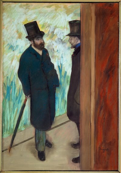 Ludovic Halevy ja Albert Boulanger-Cavé oopperan kulisseissa tekijältä Edgar Degas