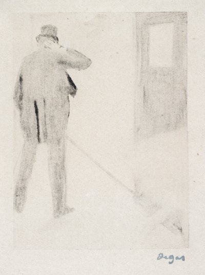 Ludovic Halévy kulissien takana, n. 1880-83 (monotypia) tekijältä Edgar Degas
