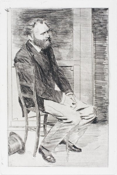 Manet istumassa, oikealle kääntyneenä tekijältä Edgar Degas